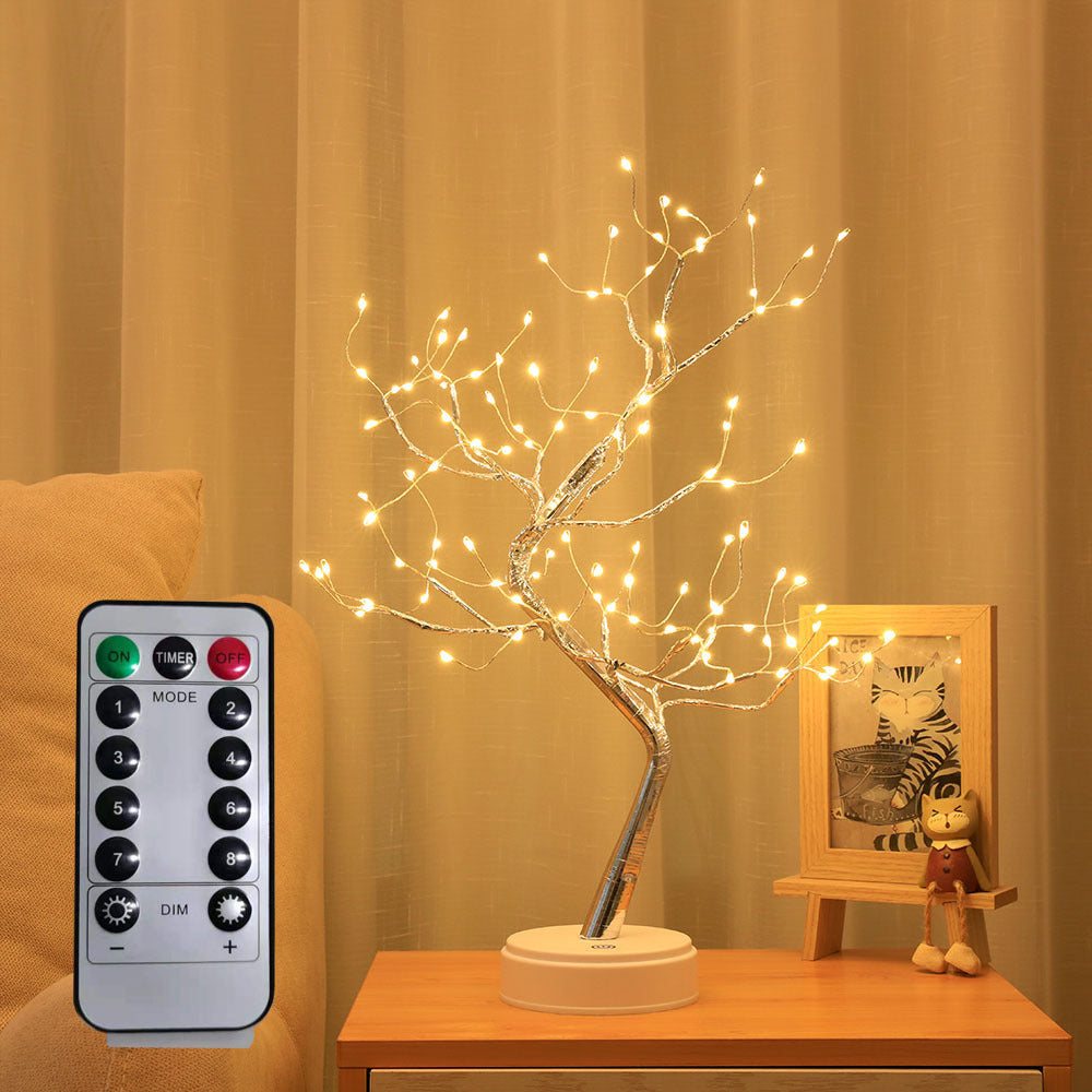 LED Fire Tree Silver Flower Branch Small Tree Lamp Plum Shape Firefly Atmosphere Decoration Rice Grain Small Night Lamp