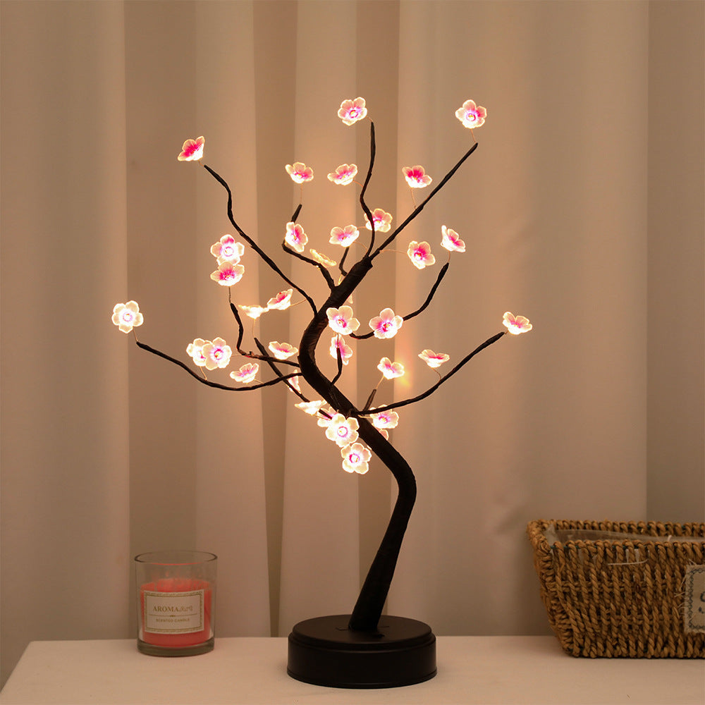 LED Fire Tree Silver Flower Branch Small Tree Lamp Plum Shape Firefly Atmosphere Decoration Rice Grain Small Night Lamp