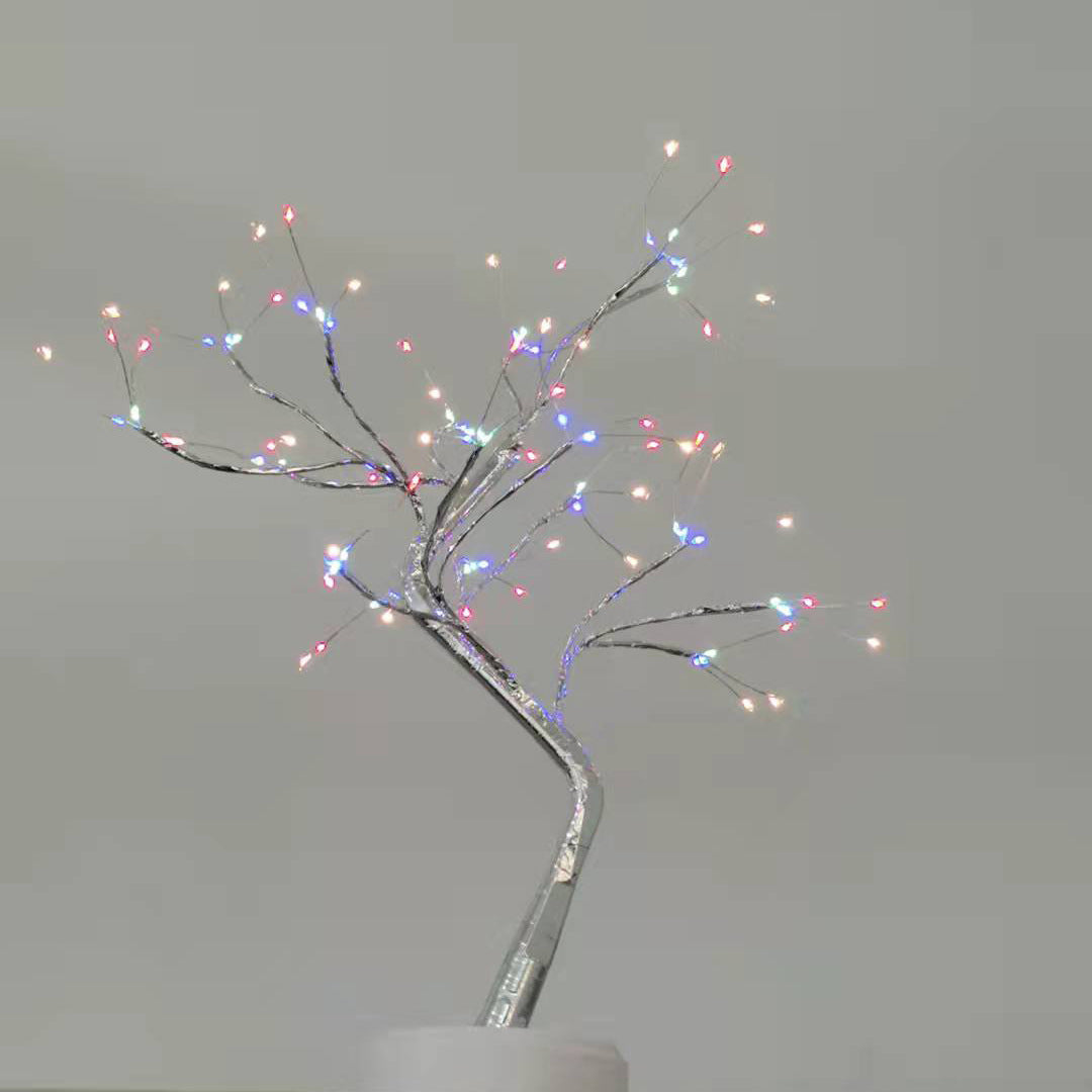 LED Fire Tree Silver Flower Branch Small Tree Lamp Plum Shape Firefly Atmosphere Decoration Rice Grain Small Night Lamp